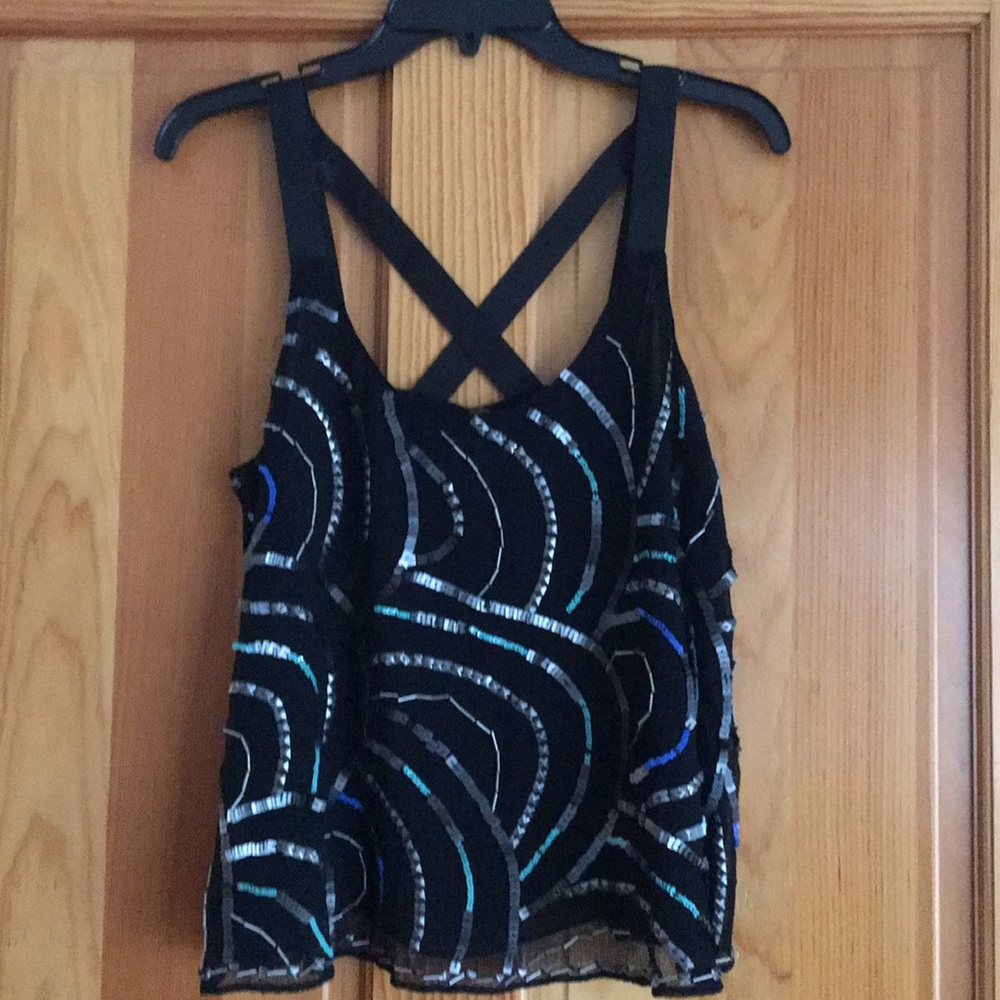 Free People Beaded Black Tank Top